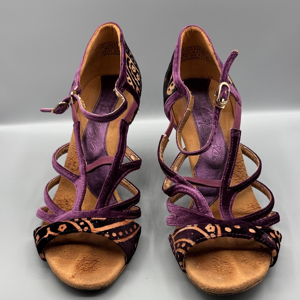 Capezio Purple and Tan Strappy Ballroom/Latin Dance Shies Size 8M